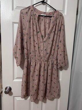 dELiA*s Dusty Pink Floral Smocked-Waist Mini Dress